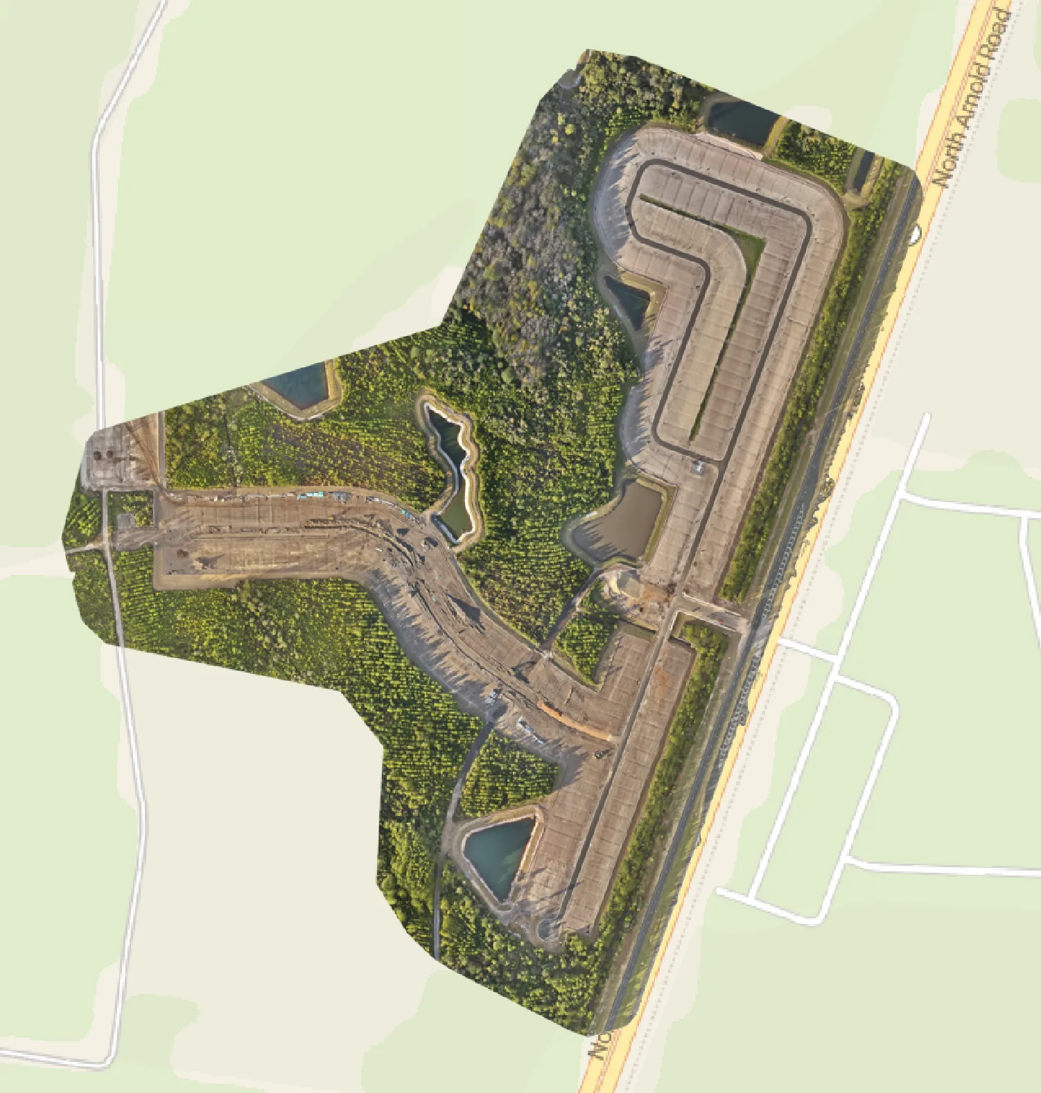 Overhead mapped view of the subdivision and its surrounding context