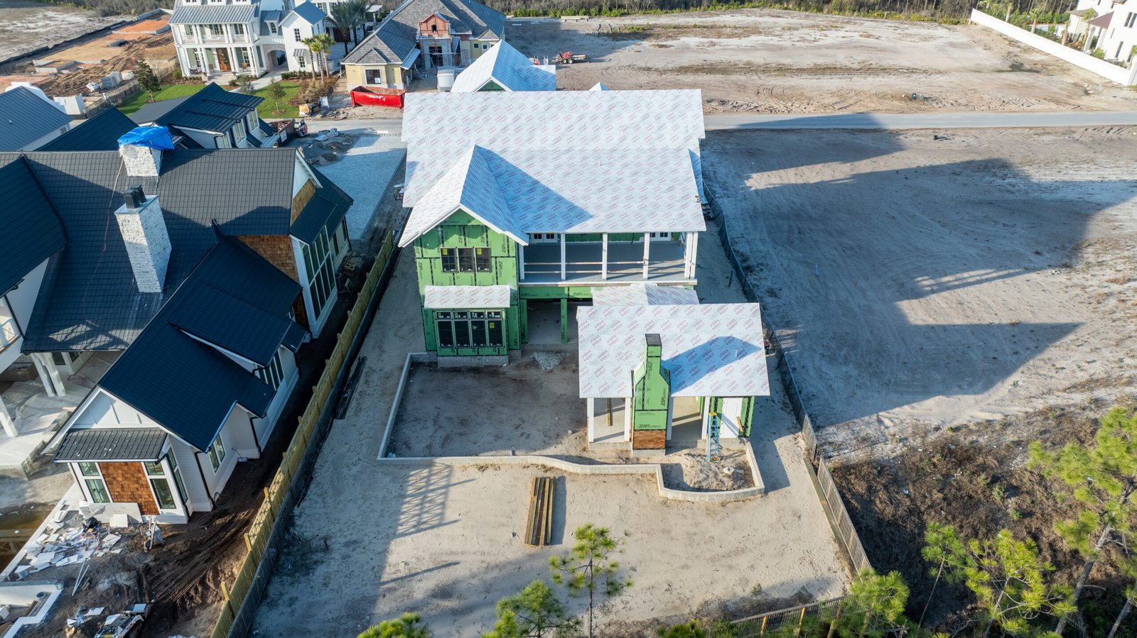 Aerial construction progress photography on 30A